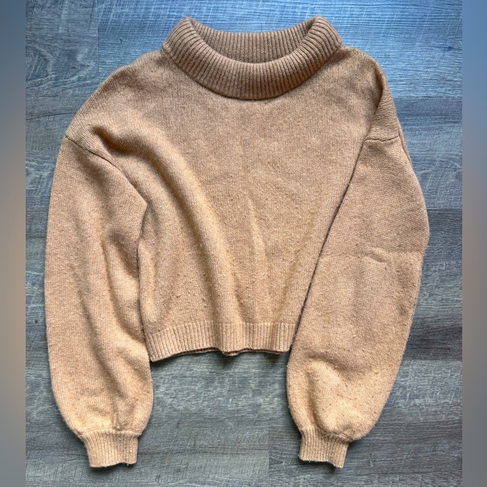 Something Navy Coil Neck Sweater in camel